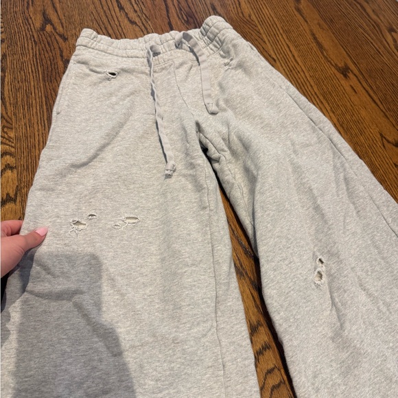 Light Gray Lounge Sweatpants - Distressed Cozy Fit - Picture 5 of 7